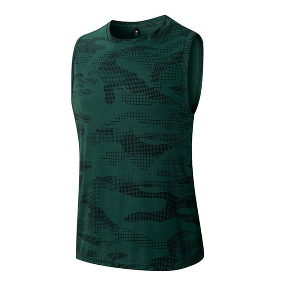 Uwinwear Men's Camouflage Athletic Tank Tops Sleeveless Muscle Cut Off Shirt Vests Gym Bodybuilding Fitness Workout Shirts,Dark Green,XXL