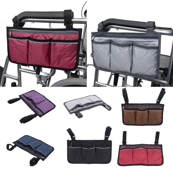Apeya Wheelchair Side Bag With Cup Holder Reflective Strip Storage Pouch For Wheelchairs Walkers Rollators Mobility Scooter Accessories Daily Use