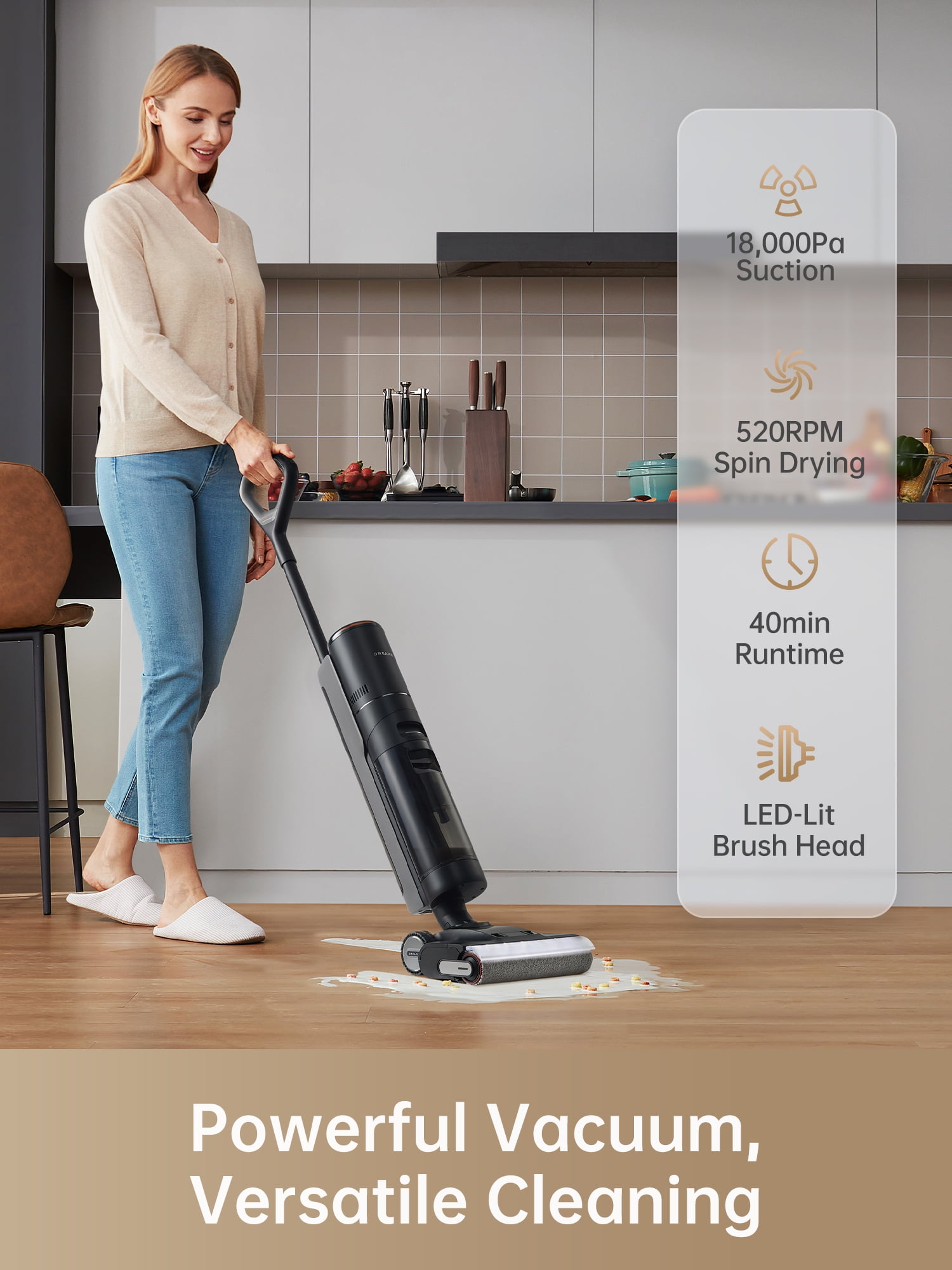 Dreame H13 Pro Wet Dry Vacuum Cleaning Bundle, Smart Floor Cleaner Vacuum Mop for Hard Floors, 140°F Brush Wash, Hot Air & Dual Rotation Self-Cleaning, GlideWheel Power System, 1 more Filter