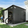 thumbnail image 2 of Aoxun 9.5'x7.5' Shed Outdoor Storage Shed with Triple Lockable Door Metal Storage Cabinet with Slopping Roof, 2 of 7