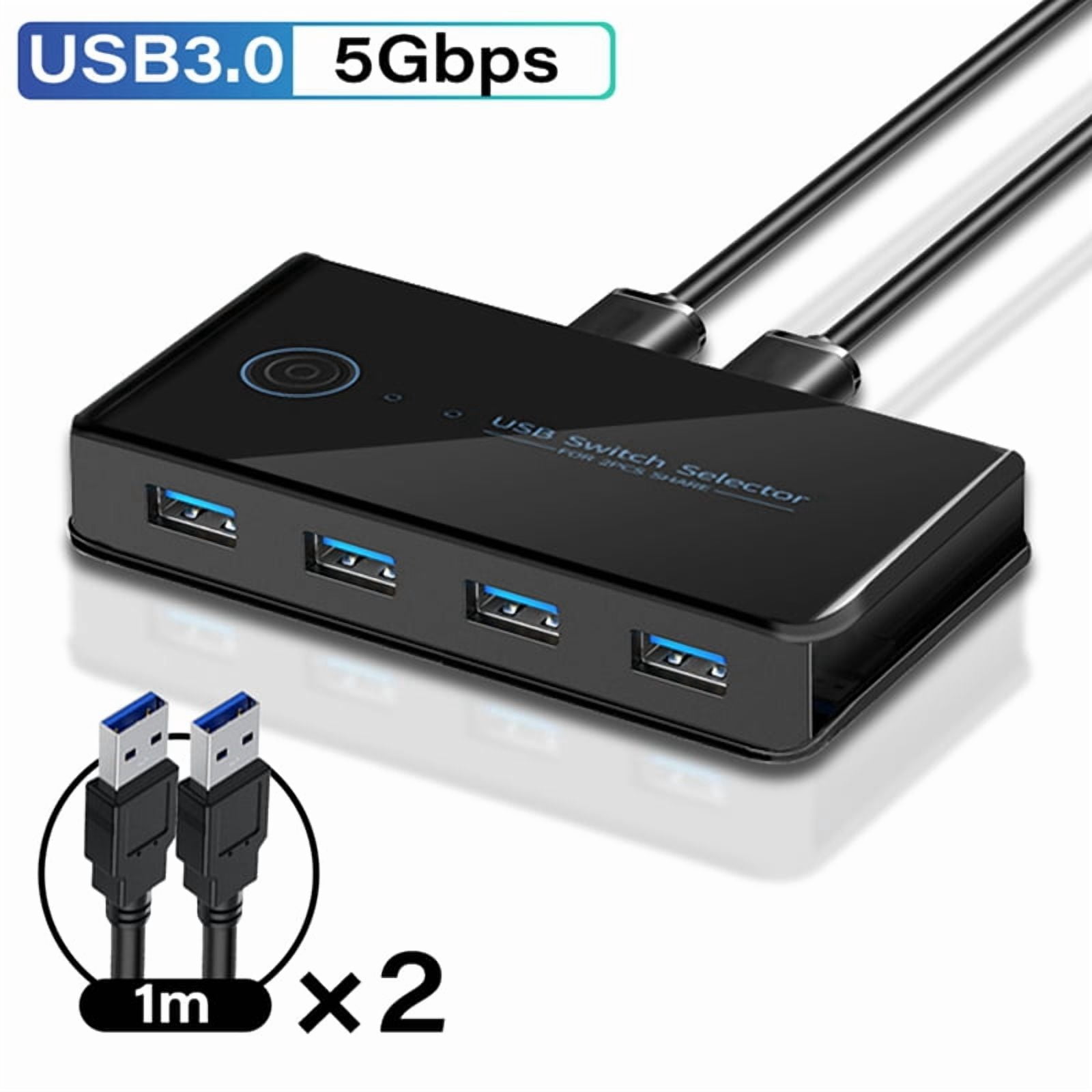 USB KVM Switch USB Shared Switcher 2 in 4 Out for Laptop PC Keyboard Mouse Printer USB Switch Hub Adapter USB 3.0
