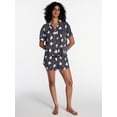 thumbnail image 2 of Way To Celebrate Women's Halloween Notched Top and Shorts Pajama Set, 2-Piece, Gray Lead, Size M, 2 of 5