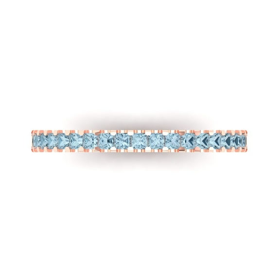 0.285 ctw Wedding Band for Women - 18K Rose Gold Simulated Blue Diamond Stackable Eternity Ring