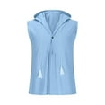 thumbnail image 5 of Lovskoo Men's Linen Shirts Casual Button Down Sleeveless Hooded Shirt V-Neck Loose Button Cotton And Linen Summer Blouse Tank Tops Light Blue, 5 of 7