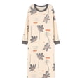 thumbnail image 5 of Camisón de mujer con almohadilla para el pecho, pijama de otoño e invierno de manga larga de algodón puro, ropa de casa de dibujos animados para mujer que se puede usar al aire libre, 5 of 5