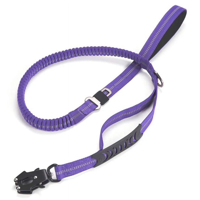Heavy Duty Tactical Bungee Dog Leash No Pull Dog Leash Reflective Shock Absorbing Pet Leashes with Car Seatbelt for Large Dogs ShopWise Round