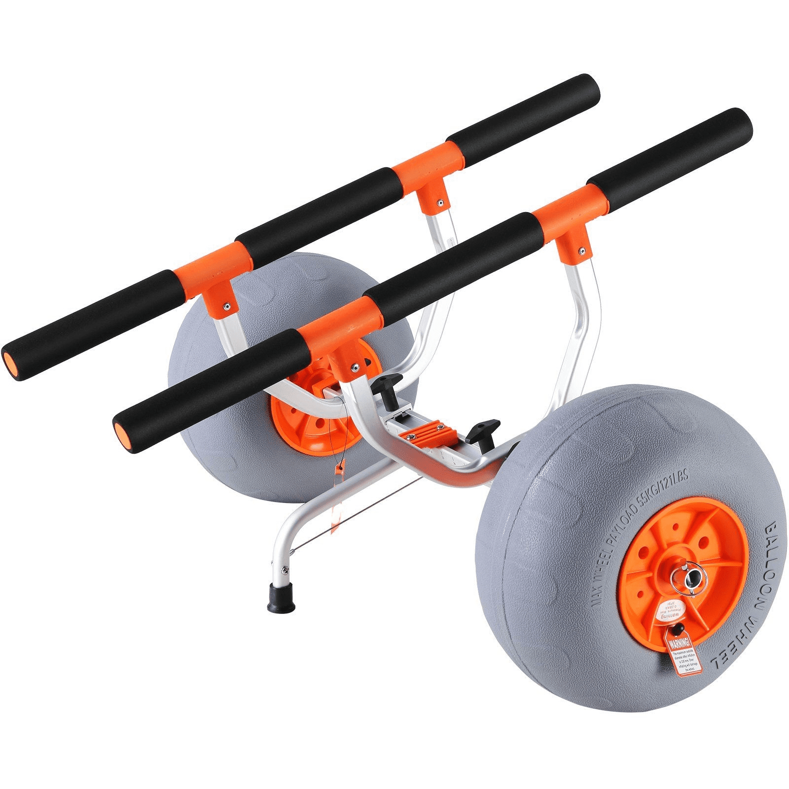 Kayak Cart, Heavy Duty Foldable Canoe Trolley with 12'' Tires - 350lb Capacity - Adjustable Width 6.69"-17.32" for Kayaks, Canoes, Paddleboards
