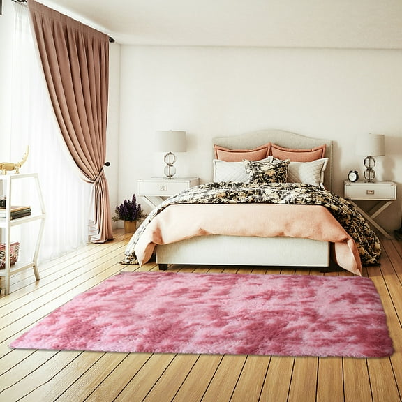 Leodye 1PCS Tie-dyed Gradient Silk Wool Carpet - 62X31in Mat, Decorative for Living Room Coffee Table & Bedroom Bedside