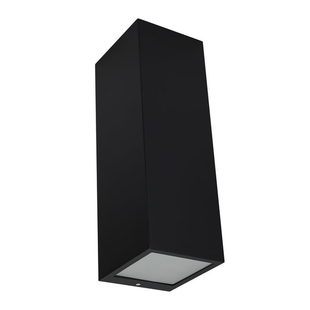 Estevez Luminario de muro LED CUBE | Color Negro, Foco E26, 2x27 Watts máx, Protección IP44