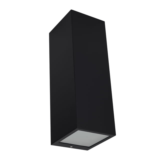 Estevez Luminario de muro LED CUBE | Color Negro, Foco E26, 2x27 Watts máx, Protección IP44