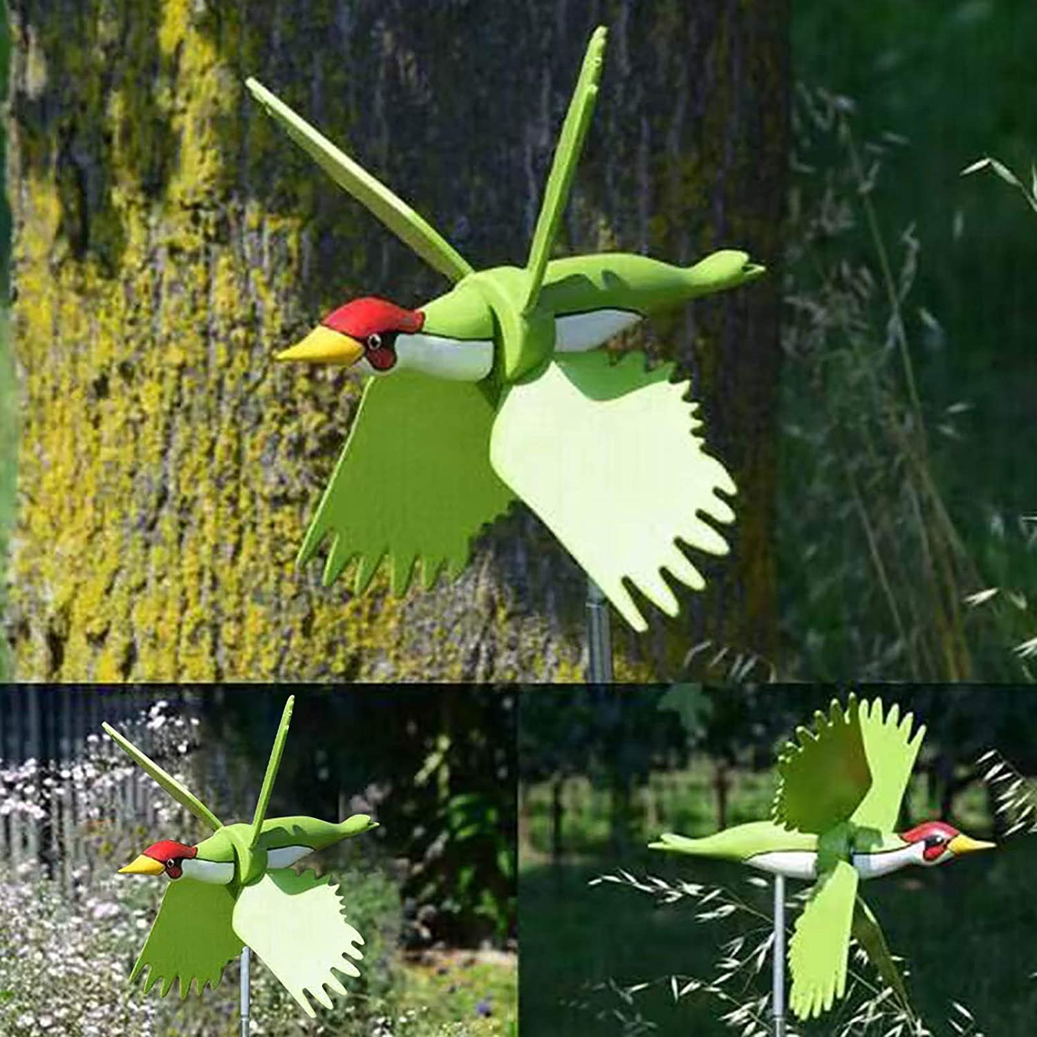 Moulin à Vent Solaire Colibri - Décoration Jardin Métal, Résistant Aux Intempéries - Pour Pelouse Et Terrasse