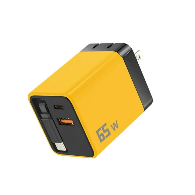 Chargeur de Téléphone Mobile au Nitrure de Gallium 65w 65w Gan 65w Chargeur au Nitrure de Gallium Inclut Chargeur Rétractable Charge Rapide Ports Ac Doubles Charge Rapide Chargeur de Bureau