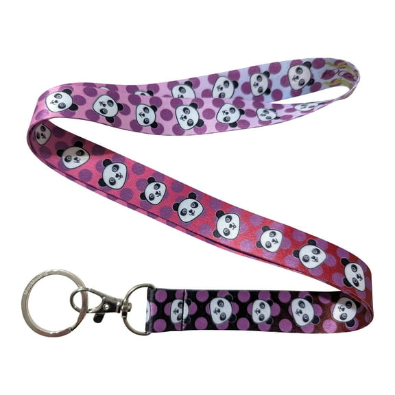 Panda Face Purple Keychain Lanyard