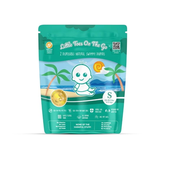 Little Toes Natural Disposable Swim Diapers, Size S, 2 Count