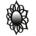 Ornate Cut Out Round Wall Mount Accent Mirror, Black, 18" x 20