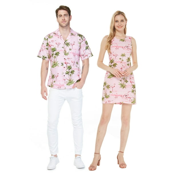 Made Hawaii Couple Matching Luau Aloha Shirt Tank Dress in Flamingos in - Walmart.com
