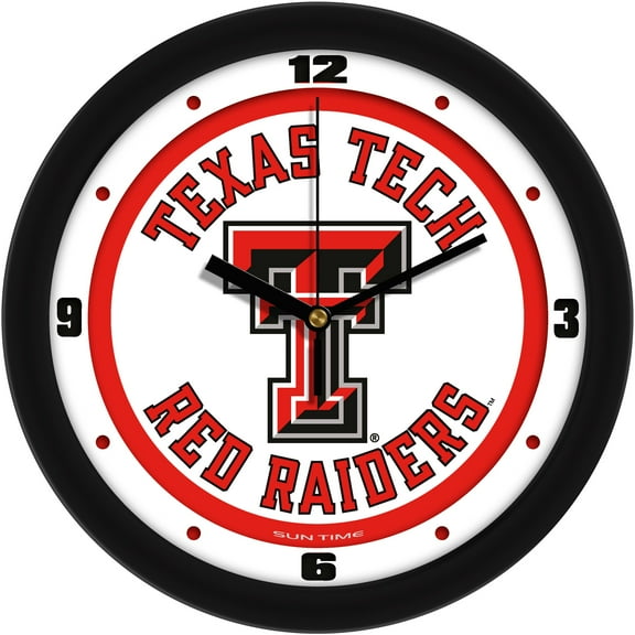 Texas Tech Red Raiders 11.5'' Suntime Premium Glass Face Traditional Logo Wall Clock
