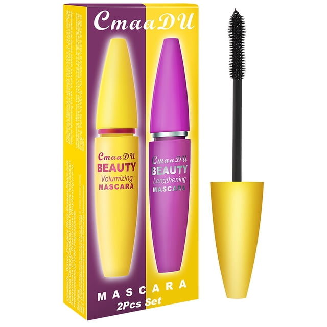 Maojin 2 piezas negro 4D impermeable Color maquillaje máscara de pestañas rollo largo máscara de ojos
