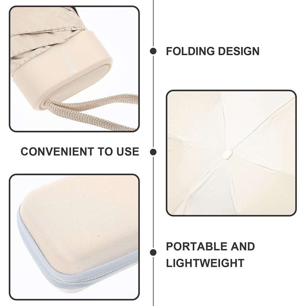 Raindrops Small Automatic Folding Travel Umbrella with Breeze Vent - Compact Beige Rain