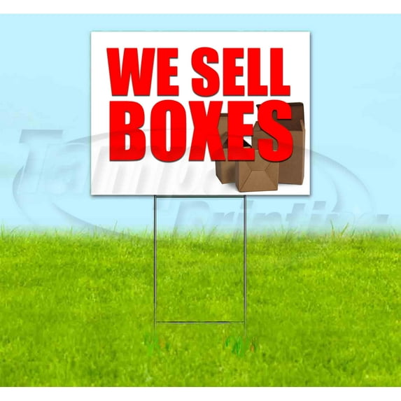 We Sell Boxes (18" x 24") Yard Sign, Includes Metal Step Stake