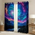 thumbnail image 2 of Feelyou Psychedelic Galaxy Black Out Curtains for Teen, 3D Nature Mountain Curtains Pack of 2 (42x63 Each), Glitter Stars Print Bedroom Curtains, Blackout Curtains Room Decor, 2 of 6