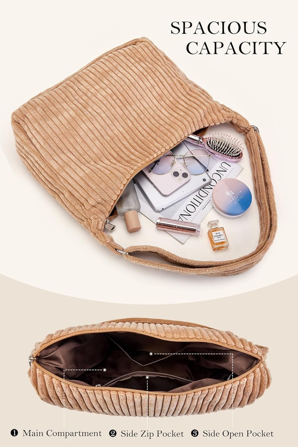 JennyShop Pretty Women Corduroy Hobo Bag, Hot Sale Adjustable Strap Shoulder Bag Crossbody Bag Casual Purse Tote Bag Handbag