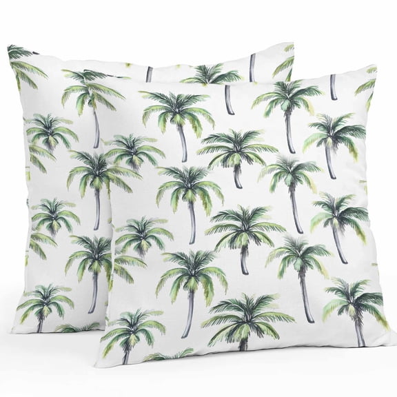 Palm Tree Outdoor Pillow Covers Pack of 2 Summer Tropical Tree Waterproof Throw Pillow Covers Decorative Cushion Cases for Patio Garden Tent Balcony Couch 16x16 inch