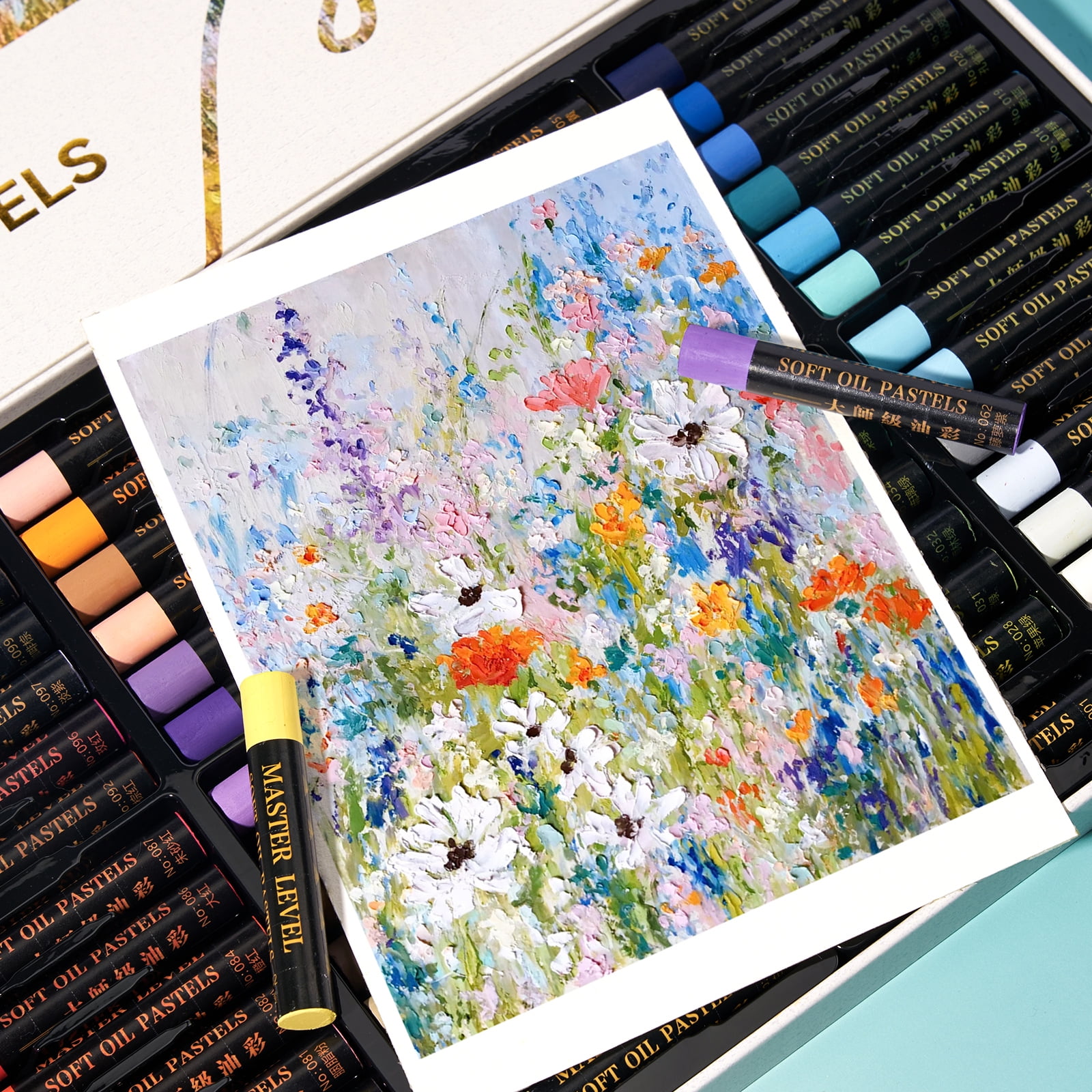 Lightwish Professional Oil Pastels, 48 Assorted Color and 4 White, Set of 52, Creamy&Vibrant Soft Oil Pastels for Artists