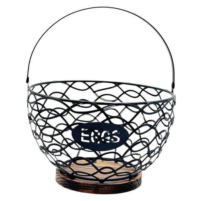 Cesta para huevos de gallina, frutero, recipiente rústico multiusos para recoger huevos frescos. Negro S