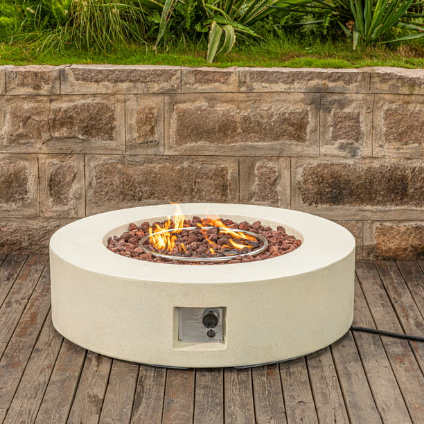 Cosiest Outdoor Propane Fire Pit Coffee Table With Round Base Patio Heater Beige, Outdoor Gas Fire Pit Uk