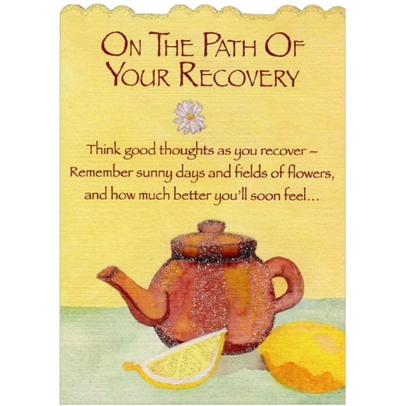 Designer Greetings Teapot with Lemon Slice Path of Recovery Die Cut Z-Fold Get Well Card