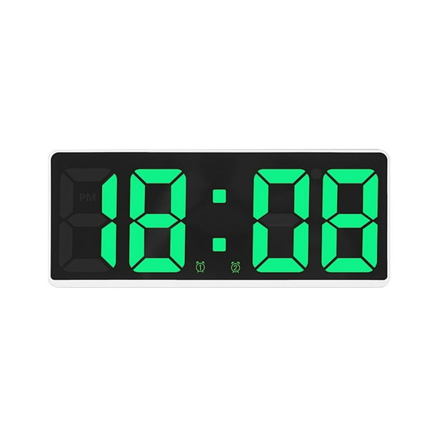 Pisexur - Reloj despertador digital para hombre, LED, pantalla digital grande, moderno, totalmente funcional, para escritorio, mesita de noche, estudio, cocina, marco blanco, electrónica para niños,