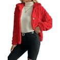 thumbnail image 2 of Jackets for Women Long Sleeve Comfy Warm Button Down Zip Up Stand Collar Plus Size Winter Clothing Red S, 2 of 7