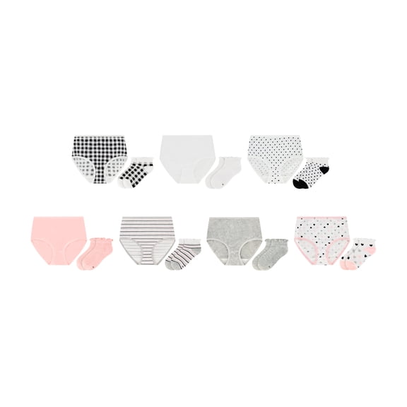 Wonder Nation Girls Cotton Underwear & Socks Bundle, 14-Pack, Sizes 4-16