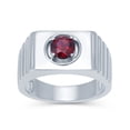 thumbnail image 1 of Sterling Silver with Natural Garnet Solitaire Men's Ring, 1 of 1