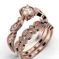 thumbnail image 3 of Dazzling 2.25 Carat Round Cut Morganite And Diamond Moissanite Classic Inspired Engagement Ring, Unique Twist Band Wedding Ring in 925 Sterling Silver With 18k Rose Gold Plating, Two Matching Band, 3 of 4