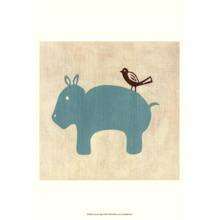 Old World Prints OWP43752D Best Friends- Hippo Poster Print by Chariklia Zarris -13 x