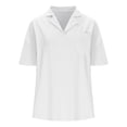 thumbnail image 4 of JIUIKE Oversized Tops for Women Short Sleeve T-Shirts Deep V Neck Solid Color Loose Fitting Tees, 4 of 8