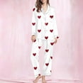 thumbnail image 2 of Betivan Women's Valentine's Day Pajama Set, Heart Printed Long Sleeve Lapel Top & Pants, Casual Fashion Homewear, 2 of 8