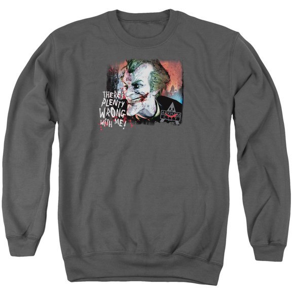 Batman Arkham City Plenty Wrong Adult Crewneck Sweatshirt Charcoal