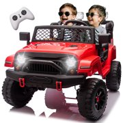 BCARORUR 24V 2 Seater Ride On Toys Car for Big Kids, Power Car Wheels w/Remote Control, 4x100W Powerful Engine, Four-wheel Suspension, Bluetooth, LED Lights, USB, 4WD, Red
