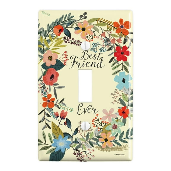 Best Friend Ever Floral Plastic Wall Decor Toggle Light Switch Plate Cover