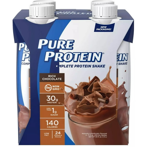 Pure Protein Shake, Rich Chocolate, 30g Protein, 11 FL Oz, 4 Ct 1 ea