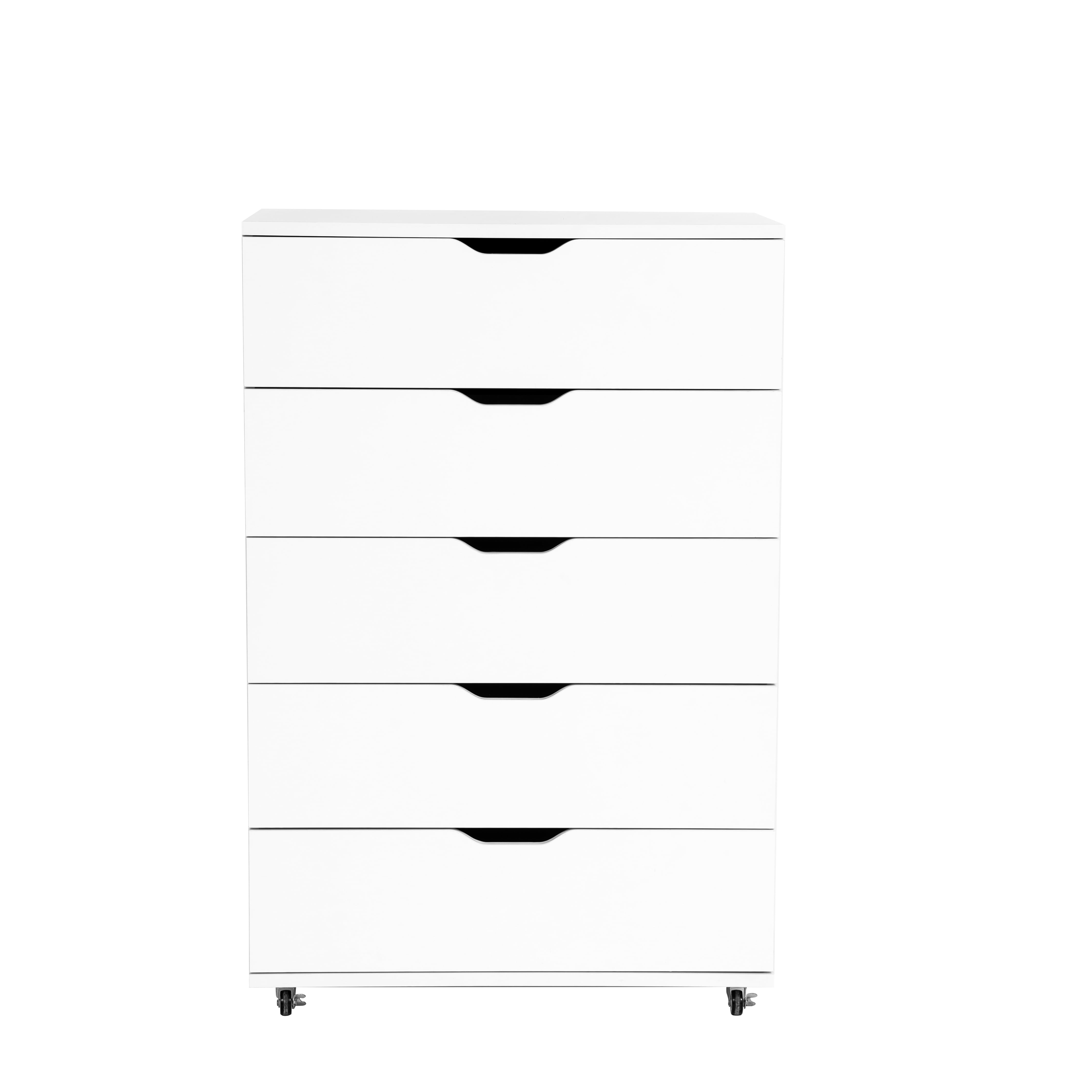 Aukfa 5 Tall Drawer Dresser Wide Chest of Drawers for Bedroom Entryway Living Room,White