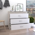 thumbnail image 2 of Knubmt Wood Storage Cabinet with Handle, 3 Drawers Dresser for Living Room, Office, Light Gray + White, 2 of 7