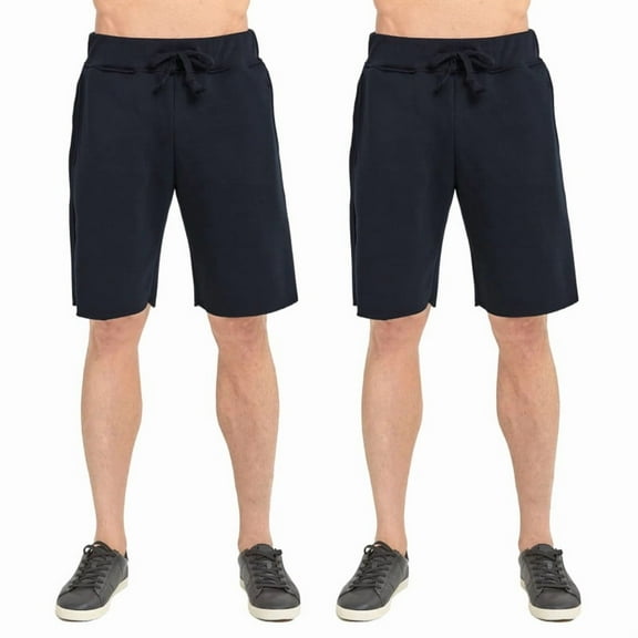 2 Pack Men's Fleece Shorts Heavyweight Cotton with Drawstring and Pockets Solid S-3XL Casual Elastic Waist Thermal Lined Stylish Menswear Bottoms Activewear