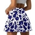 thumbnail image 2 of SEANATIVE Women's Tennis Golf Skirts High Waisted Skorts with Pockets Inner Shorts Pleated Athletic Skirt Breathable Stretchy Golf Pickleball Running Workout Skort, S, Cow Print Navy Blue White, 2 of 7