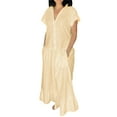 thumbnail image 2 of Ovzne Robes pour Femmes 2025 Robe pour Femme Chemise Décontractée Unie Col à Manches Courtes avec Poche Robe Grande Taille Manches Courtes Liquidation, 2 of 7