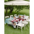 thumbnail image 3 of Outdoor Tablecloth with Umbrella Hole and Zipper, Teal Christmas Snowman Rectangle Table Cloth 54x80 Inch Waterproof Tablecloth, Xmas Truck Tree Snowflake Picnic Table Cover for Patio Camping, 3 of 7