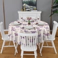 thumbnail image 2 of Beige Butterfly Pattern Round Tablecloth 60"x60",Wrinkle Wipeable Table Cloth for Kitchen Dining Room Picnic Patio Party, 2 of 6
